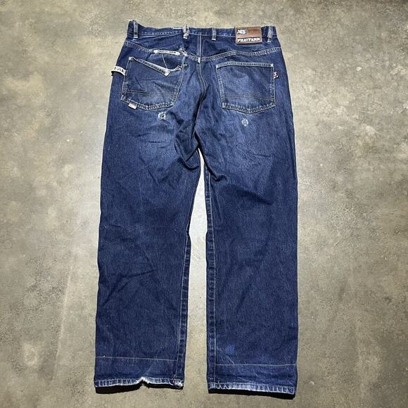Vintage Y2k Phat Farm Dark Wash Loose Fit Baggy Jeans 38x32 - Picture 3 of 5